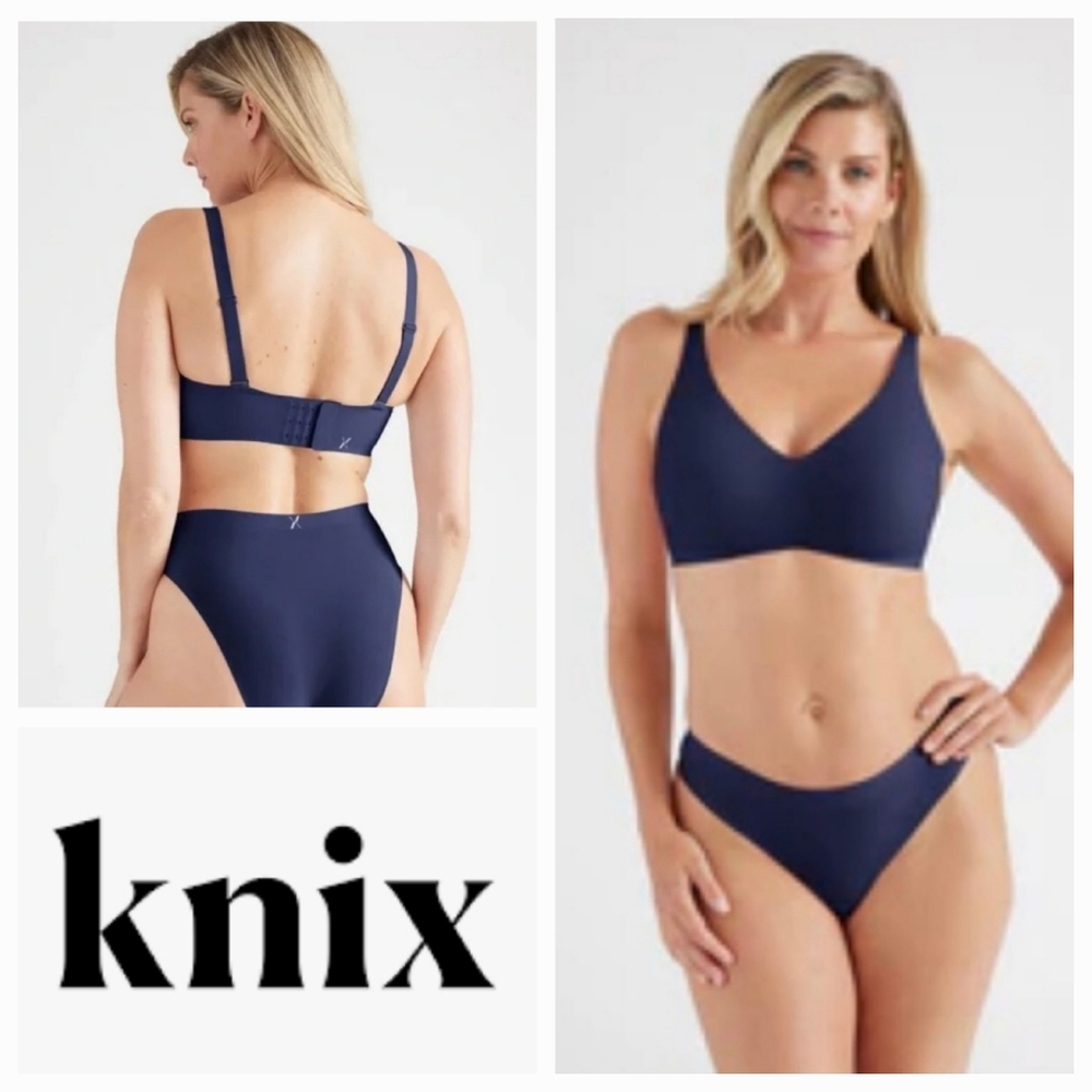 KNIX 7 V-Neck Padded Bra Midnight Navy Blue 36DD 38DD 36E/DDD